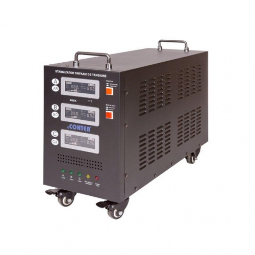 Стабілізатор напруги Conter MSER-15KVA/12KW-400V-V2 трифазний, сервопривід, монтажу підлоги, LED дисплей, діап225-450V, AC400±3%, колодка, 416x219x352 mm, 33.8kg