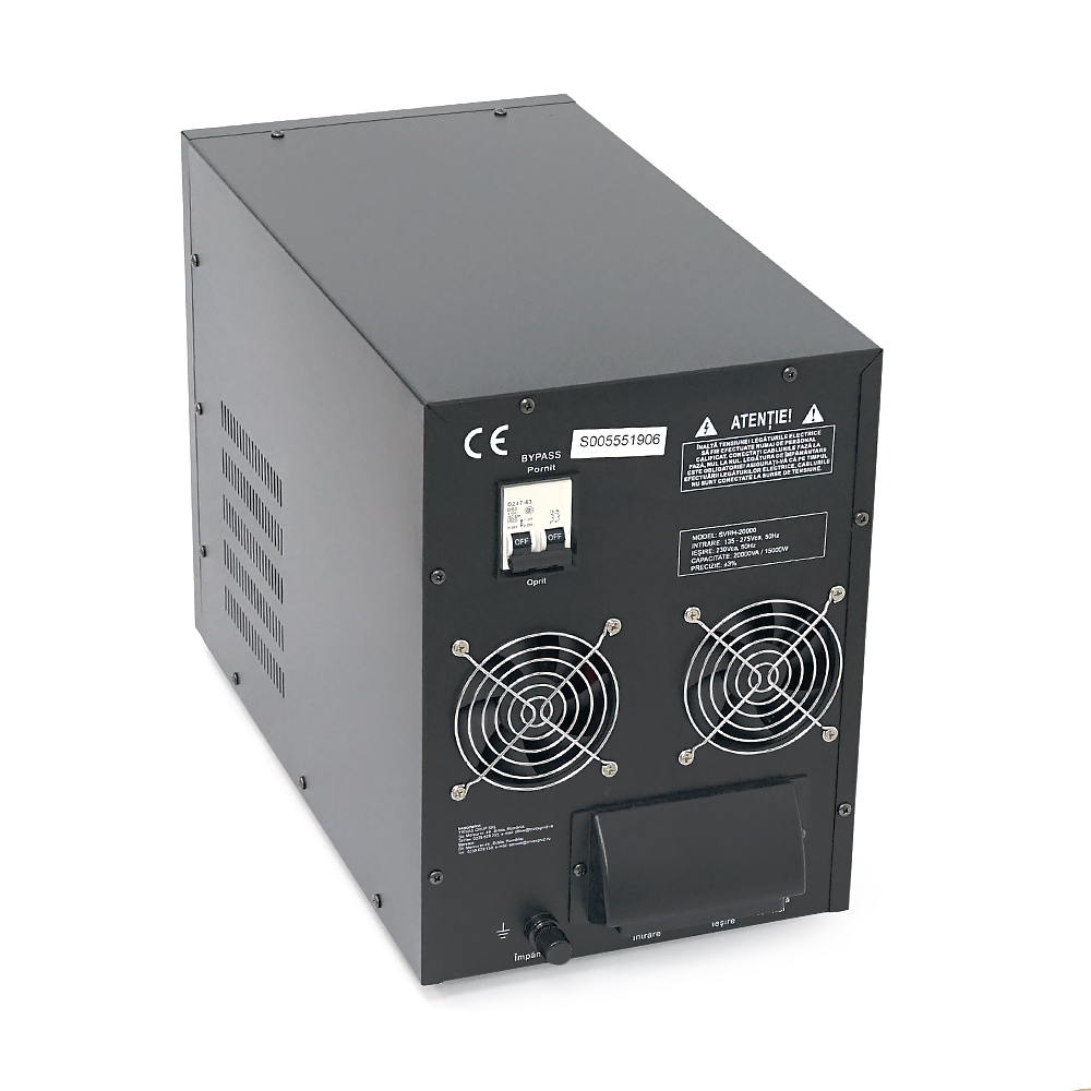 Стабилизатор напряжения Conter HIBRID 20000 VA-V2/15000W однофазный, сервопривод, напольного монтажа, LED дисплей, диапазон130-260V, AC230±3%, клемная колодка, 220x335x230mm, 19.1kg