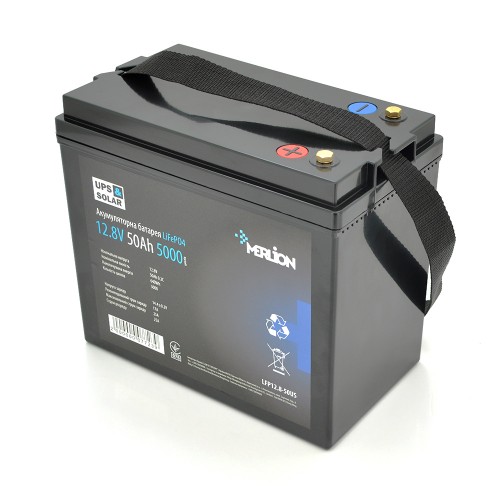 Літій-залізо-фосфатний акумулятор Merlion LiFePO4 12.8V 50Ah, до 5000 циклів, Q2