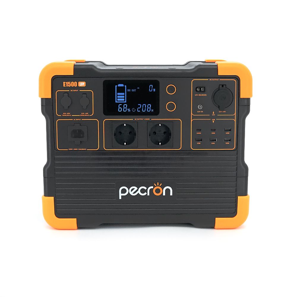 Портативна станція Pecron E1500LFP APP Control, 1536/2200Wh LiFePO4, MPPT VOC 32-95 В, DC12V-5A, XT60-12V-30A, 2хAC 220, 4xUSB-18W, 2хUSB-C(100W), wireless 15W, charge 120min, 377×237×305mm, 18.2kg