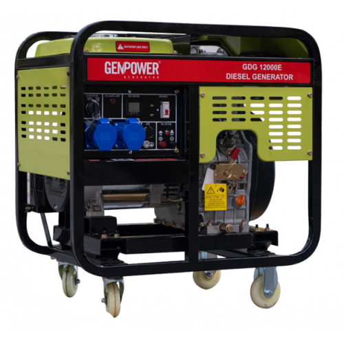 Генератор дизельний GENPOWER GDG 12000E, 1-фазний 230V, 50Hz, 12kVA/9.6kW