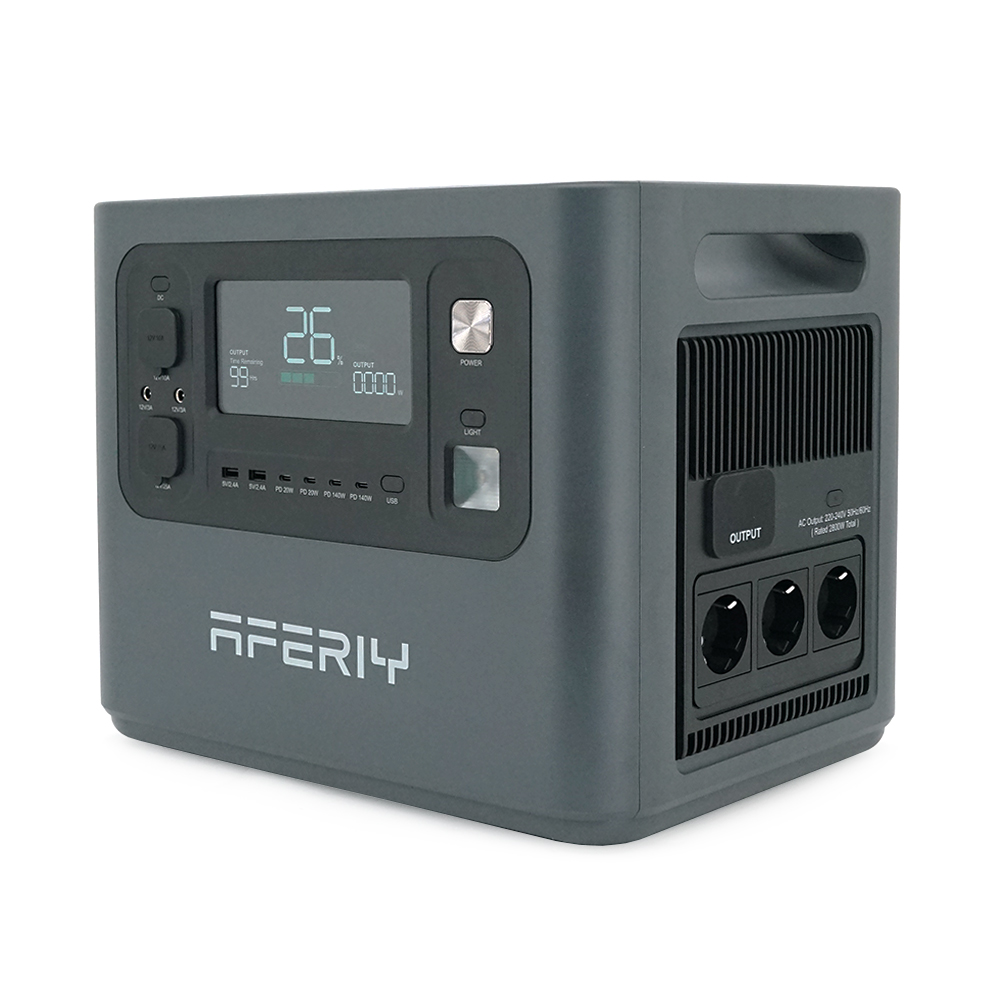 Портативна станція AFERIY AF-P280, LiFePO4, що розширюється від 2048Втч(max2800)Вт,MPPT 11.5-50В-20А(2*600Вт),out220v. LED. 2-USB,4xType-C PD20/100Вт,DC+прикурювач 12В/10А,398*280*315/398*280*220 мм22kg+19kg