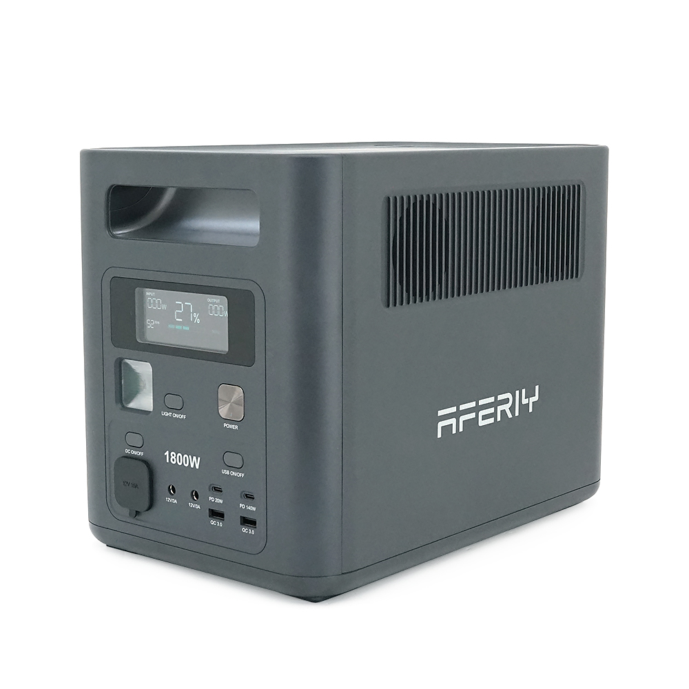 Портативная станция AFERIY AF-P180, LiFePO4 1024Втч. (max1800)Вт, XT60 MPPT 11.5-50В-20А(500W), 4xAC 220v. LED. 2-USB-A 18W , 2xType-C PD20+140Вт, DC+прикуриватель12В/10А, 100% заряд - 1,5 часа, 350*220*263 мм, 11.6kg