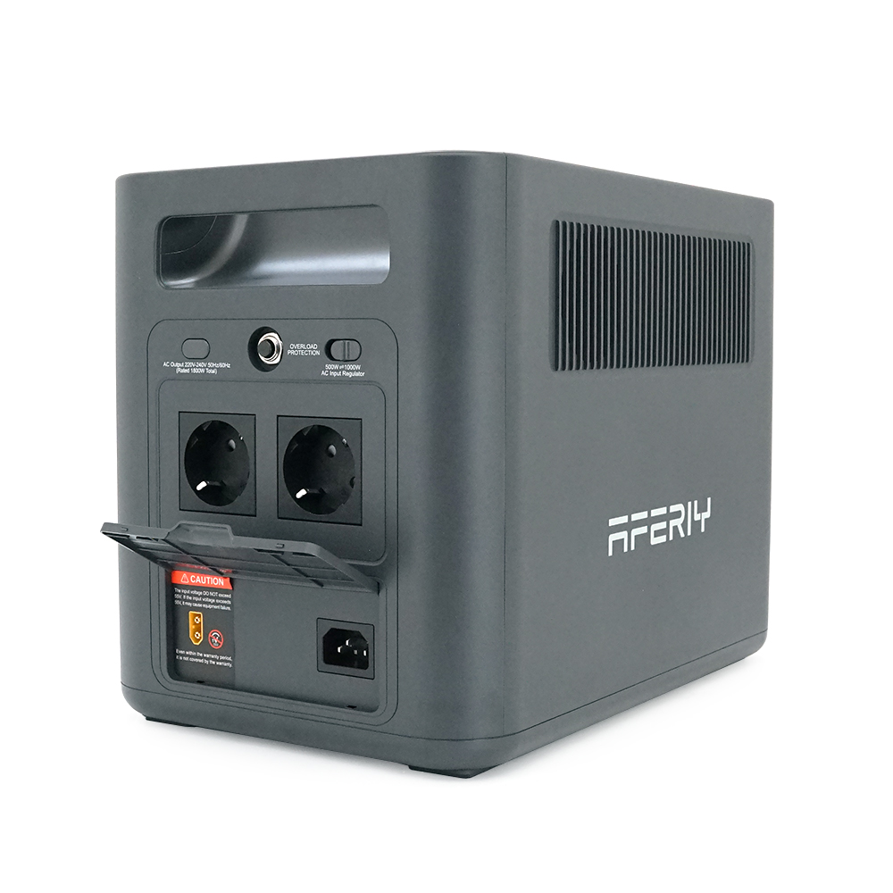 Портативная станция AFERIY AF-P180, LiFePO4 1024Втч. (max1800)Вт, XT60 MPPT 11.5-50В-20А(500W), 4xAC 220v. LED. 2-USB-A 18W , 2xType-C PD20+140Вт, DC+прикуриватель12В/10А, 100% заряд - 1,5 часа, 350*220*263 мм, 11.6kg