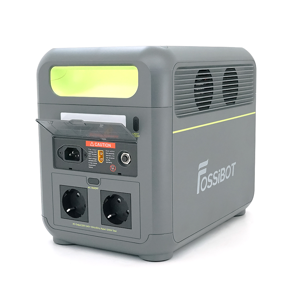 Портативна зарядна станція FOSSiBOT F1200, 1200W/1024Wh LiFePO₄, MPPT 200W max, CarPort-12V-10A, 2xAC230V, 2xUSB-A-18W, 2xUSB-C-100W, Wi-Fi, 2 мм, 11,5 кг