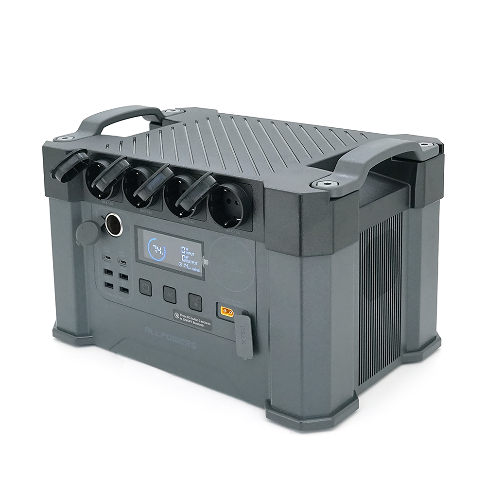 Зарядна станція ALLPOWERS S2000 Pro APP Control, Wi-Fi, Bluetooth, 2400W, 1451Wh LiFePO4 3500Cycles, MPPT 650w max, CAR port, DC12/24V, 4хAC 220V, 2xUSB-TYPE-C 200W, 2xUSB-A 18W, 2xUSB-A 36W, XT60, Fast charge 60min, 375×245×250mm, 14,5kg