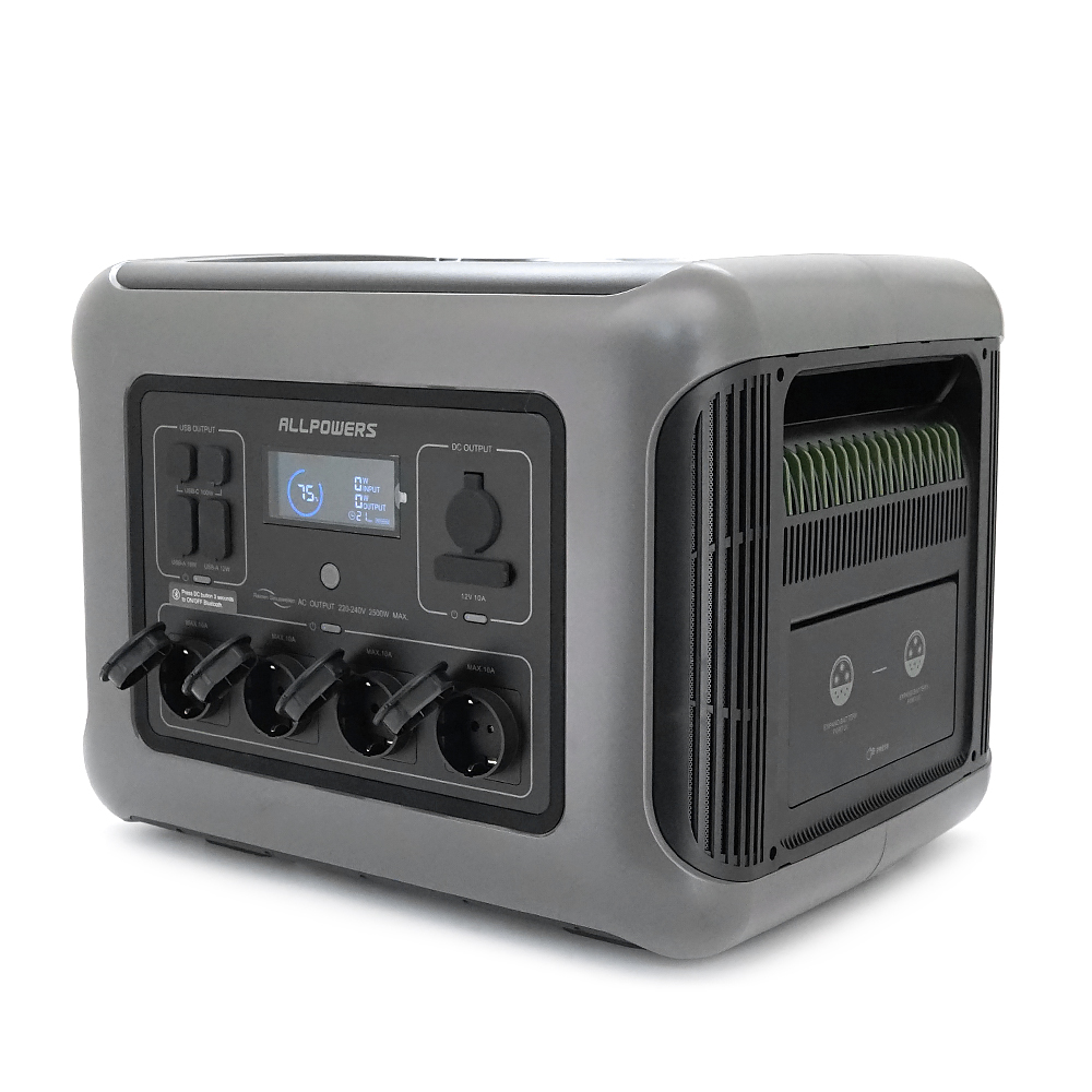 Зарядна станція ALLPOWERS R2500 APP Control, Wi-Fi, Bluetooth, 2500W, 2016Wh LiFePO4 3500Cycles, MPPT 1000w max, CAR port, DC12/24V, 4хAC 220V, 2xUSB-TYPE-C 200W, 2xUSB-A 18W, 2xUSB-A 36W, XT60, wireless 15W, Fast charge 60min, 456×360×346mm, 29kg