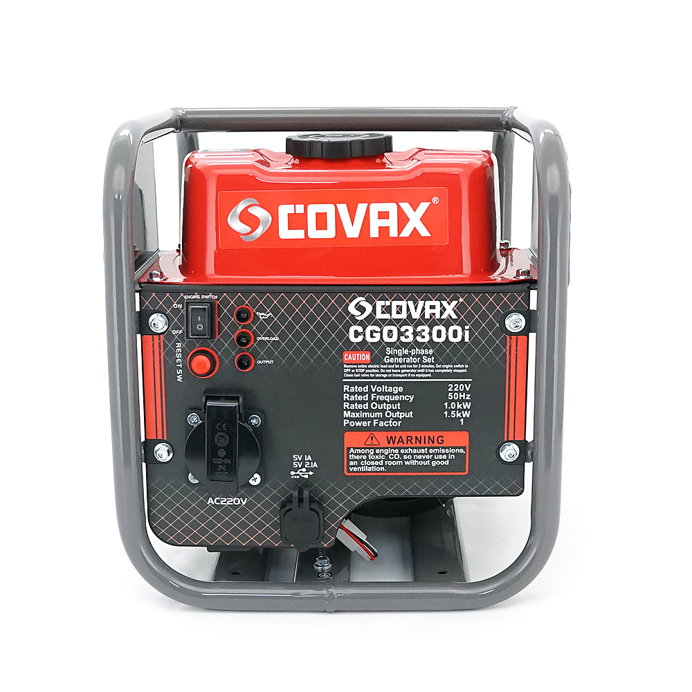 Генератор Інверторний бензин COVAX CGO3300i, 1.5kW, однофазний 220V, 50Hz, 4-stroke, бак 2.3L, 341х285х315mm, 10kg