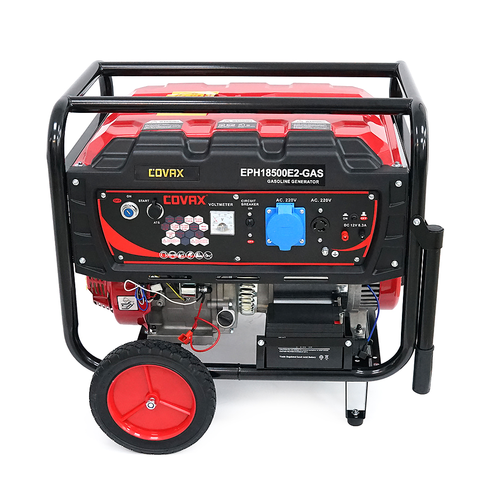 Генератор бензиновий COVAX EPH18500E2-GAS, 9.0kW, бензин/газ, однофазний 220V, 50Hz, DC12V, 20HP, Electric Starter, tank 25L, 705x560x570mm, 88kg