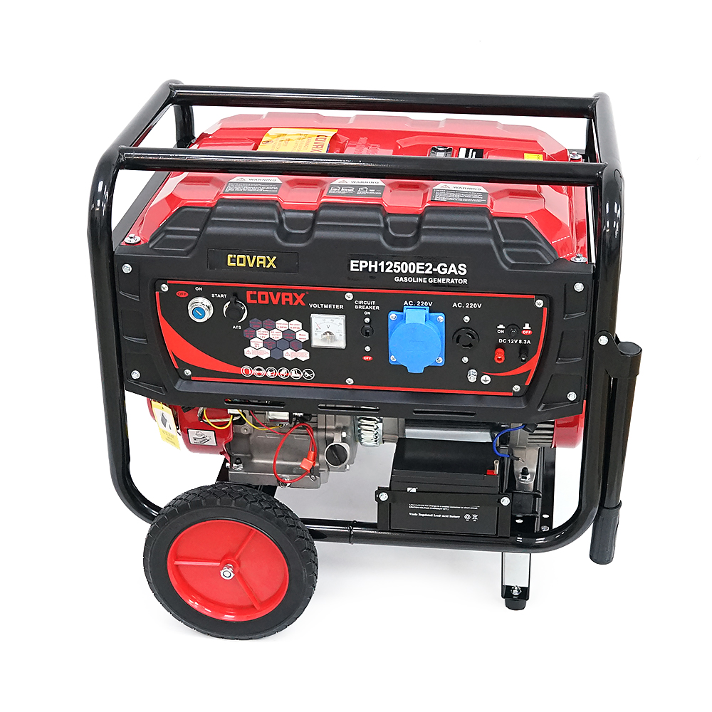 Генератор бензиновий COVAX EPH12500E2-GAS, 8.0kW, бензин/газ, однофазний 220V, 50Hz, DC12V, 18HP, Electric Starter, tank 25L, 705x560x570mm, 86kg