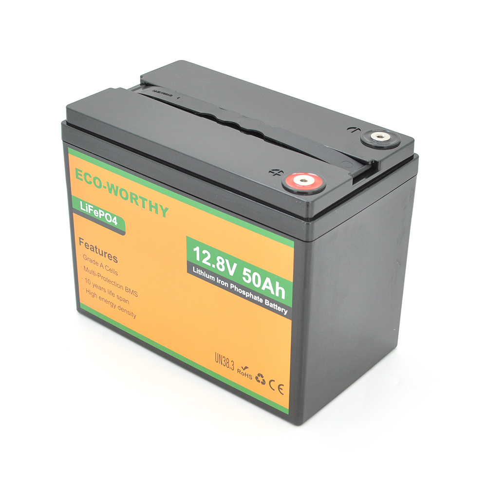 Акумуляторна батарея Eco-Worthy LiFePO4 12,8V 50Ah,(50/50A), 0°C до 60°C, винт M8, 233х135х215 мм. 6.4 кг