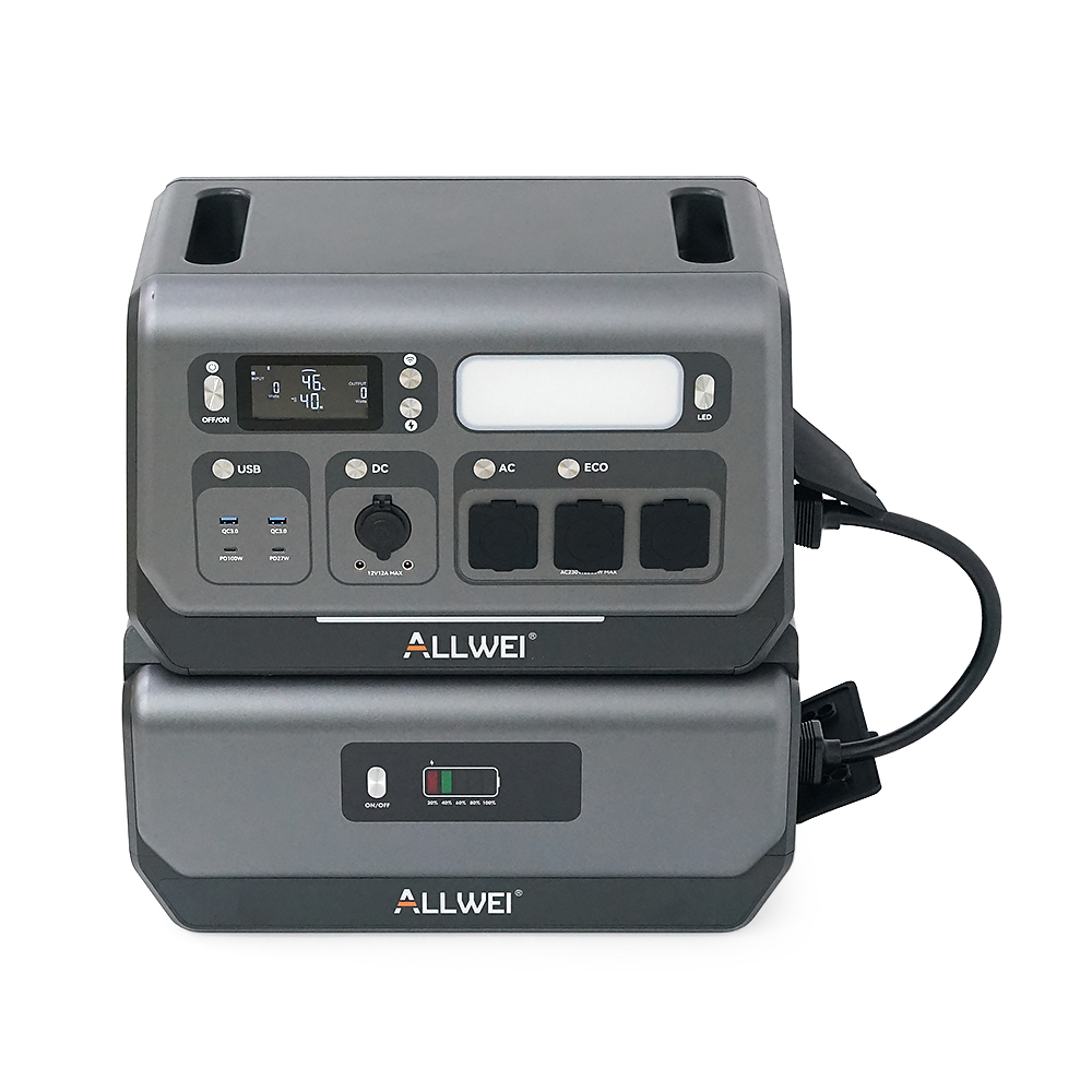 Портативная зарядная станция ALLWEI SGR-PPS2400-2PRO+BAT, 2400W/4096Wh LiFePO₄, MPPT 500W max ХТ60/12 – 60 В/10 А, 2xDC5521-12V-12A, CarPort-12V-12A, 3xAC230V, 2xUSB-A-18W, 2xUSB-C-100W, Wi-Fi, charge 1.5 h, 480x260x535 мм, 42.5кг