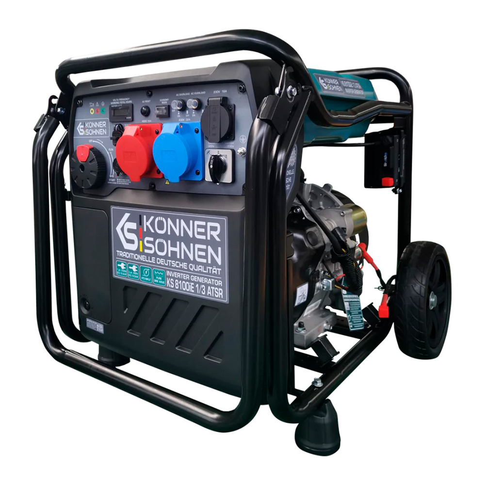 Генератор Інверторний БЕНЗИНОВИЙ Konner&Sohnen KS 8100iE 1/3 ATSR, 8kW (8,5kW), однофазний+трифазний режими, 220V, 50Hz, об'єм 20л