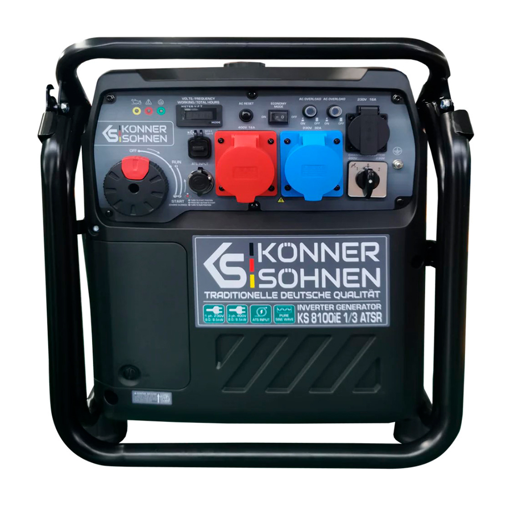 Генератор Інверторний БЕНЗИНОВИЙ Konner&Sohnen KS 8100iE 1/3 ATSR, 8kW (8,5kW), однофазний+трифазний режими, 220V, 50Hz, об'єм 20л