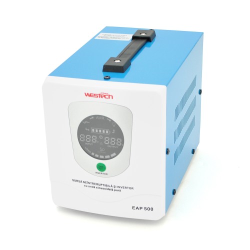 ДБЖ з правильною синусоїдою Westech EAP Energy-800VA/560W 12V, однофазний, напольного монтажу, LED дисплей, DC150-270V, AC230±8%, 2*Shuko, Q4