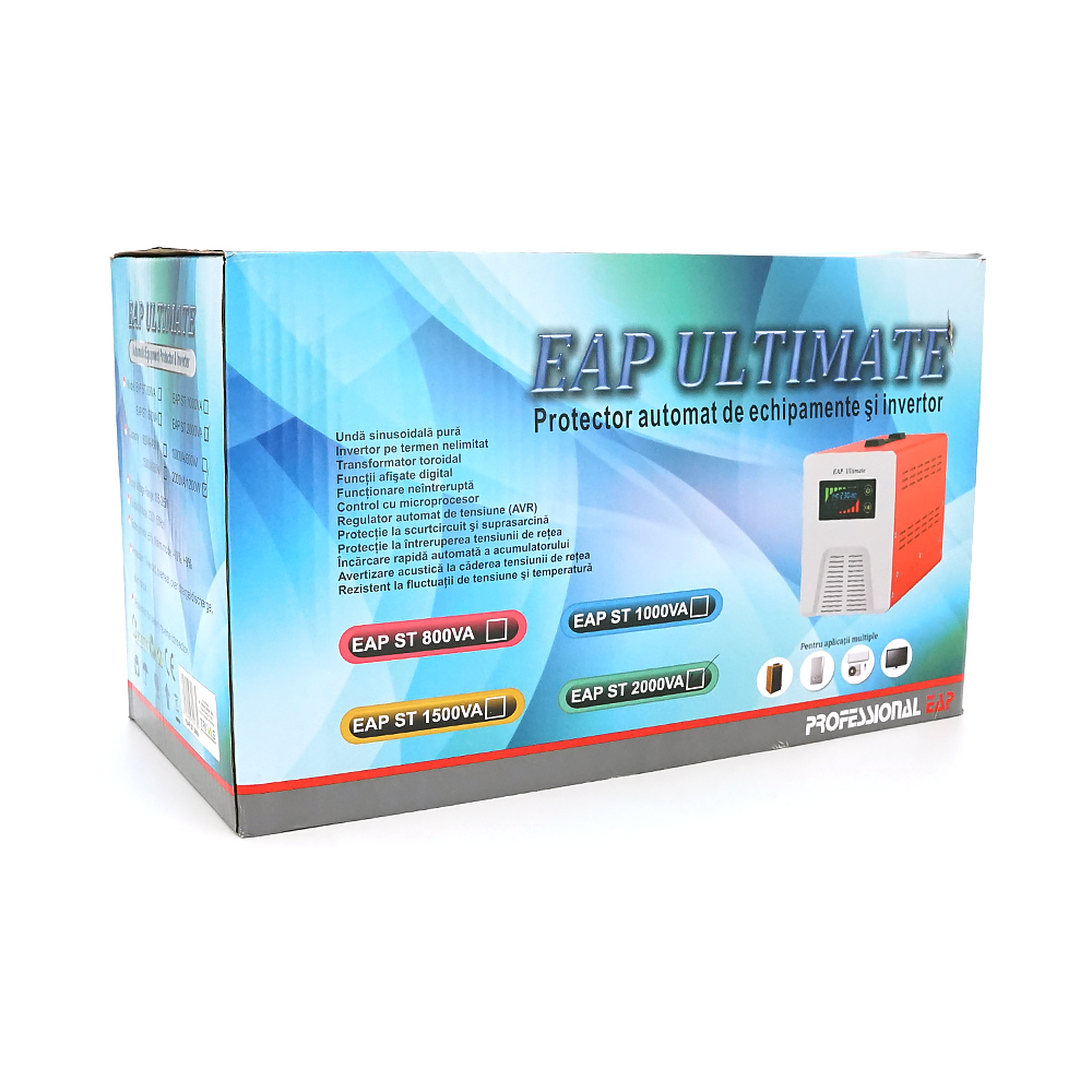 ДБЖ з правильною синусоїдою Westech EAP ULTIMATE-2000VA/1400W 24V, однофазний, напольного монтажу, LED дисплей, DC150-270V, AC230±8%, 2*Shuko, Q8
