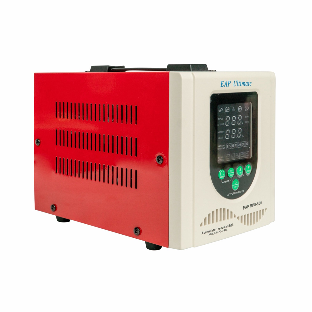ДБЖ з правильною синусоїдою Westech EAP ULTIMATE MPS-500 (800VA), 3/5/10/15А, під зовнішню АКБ 12В (AGM/GEL/LFP), 230х145х180мм