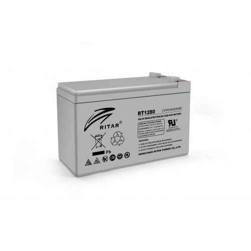 Акумуляторна батарея AGM RITAR RT1280, Gray Case, 12V 8.0Ah ( 151 х 65 х 94 (100) ) Q10