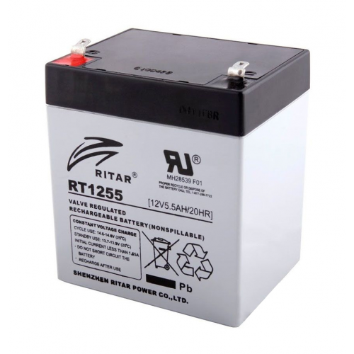 Акумуляторна батарея AGM RITAR RT1255, Gray Case, 12V 5.5Ah ( 90 х 70 х 101 (107) ) Q10
