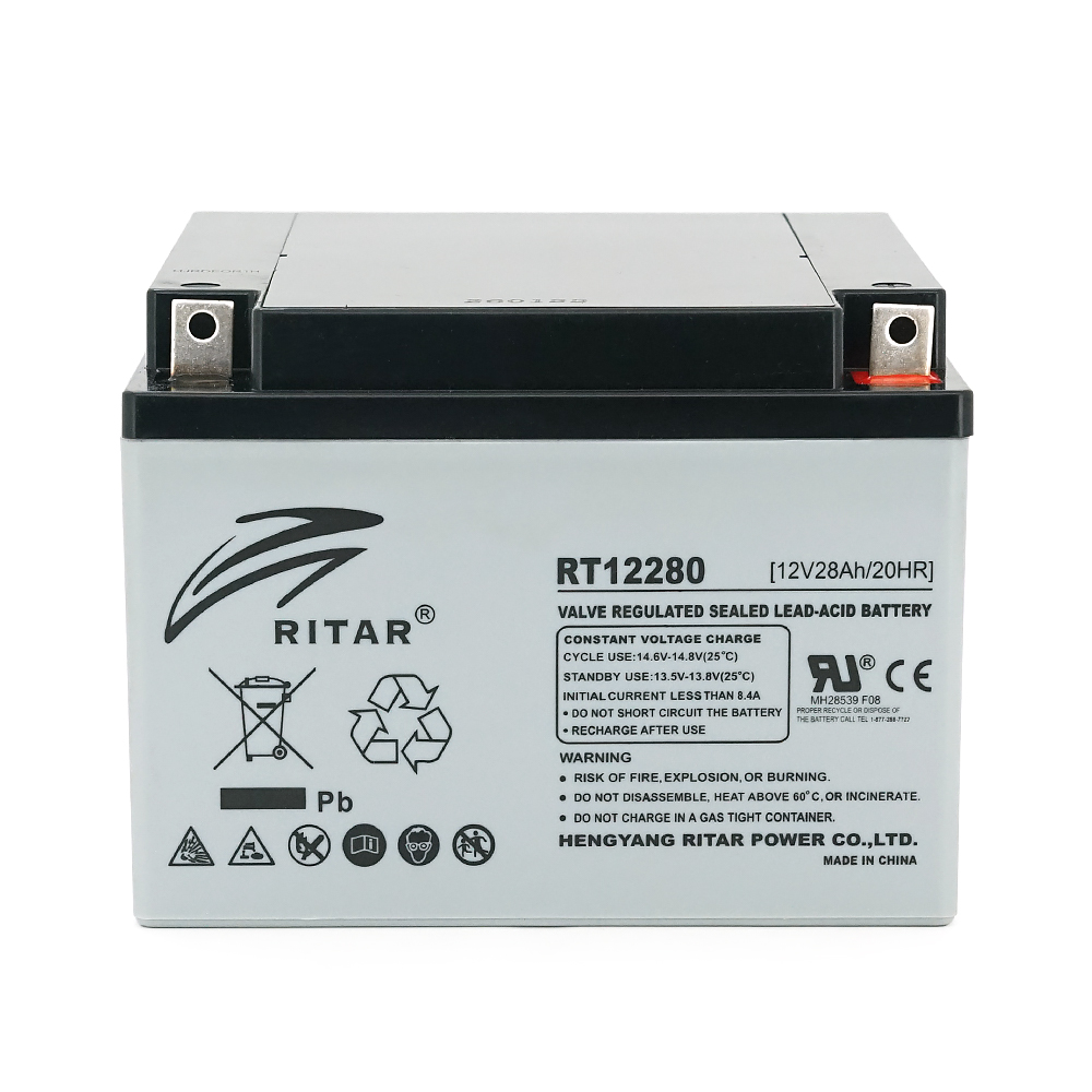 Акумуляторна батарея AGM RITAR RT12280 L5, Gray Case, 12V 28Ah (166х178х125)