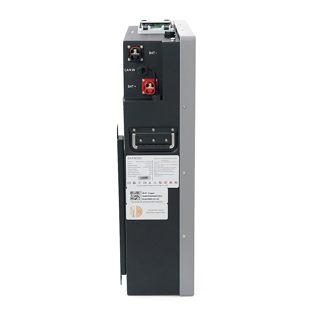 Акумуляторна батарея LiFePO4 Dyness Power Haus, 51.2V/100Аh (5,12kWh), BMS75A, Wi-Fi, CAN/RS485, Aerosol Fire, Heating, 8000Cycles, 50parallel, IP66, 450х165х640mm, 54,4kg