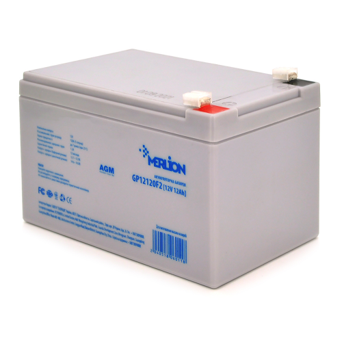 Акумуляторна батарея MERLION AGM GP12120F2 12 V 12 Ah ( 150 x 98 x 95 (100) ), 3.4 kg, Grey, Q6/252