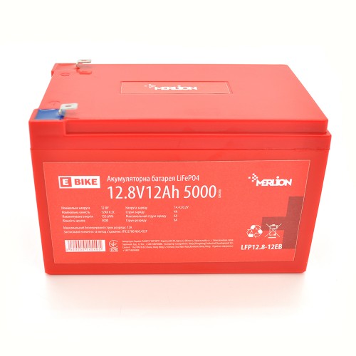 Літій-залізо-фосфатний акумулятор Merlion LiFePO4 12.8V 12AH(4S2P/BMS-15A), (151x99x99) для електротранспорту, 5000 циклів, Q12