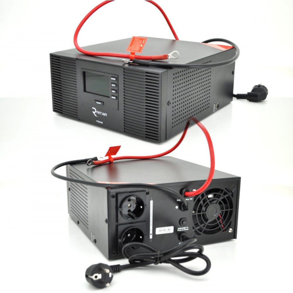 ДБЖ з правильною синусоїдою RITAR RTSWrl-600 (420Вт) , 12В з переключенням струму заряду 10A і 20 A (360*330*230) 9,6 кг (290*255*120)