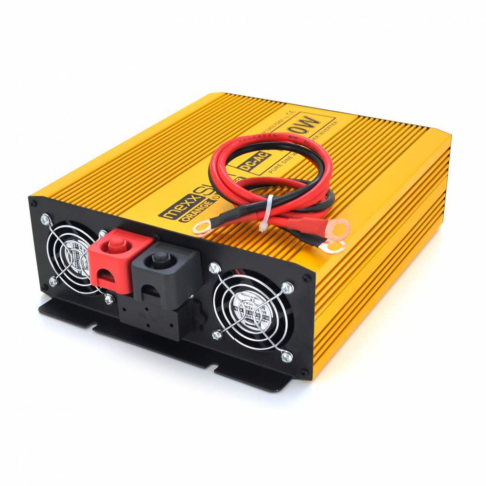 Інвертор напруги Mexxsun MXSPSW-1000, 24V/220V, 1000W з правильною синусоїдою, 2 Shuko, клемні дроти, Q4