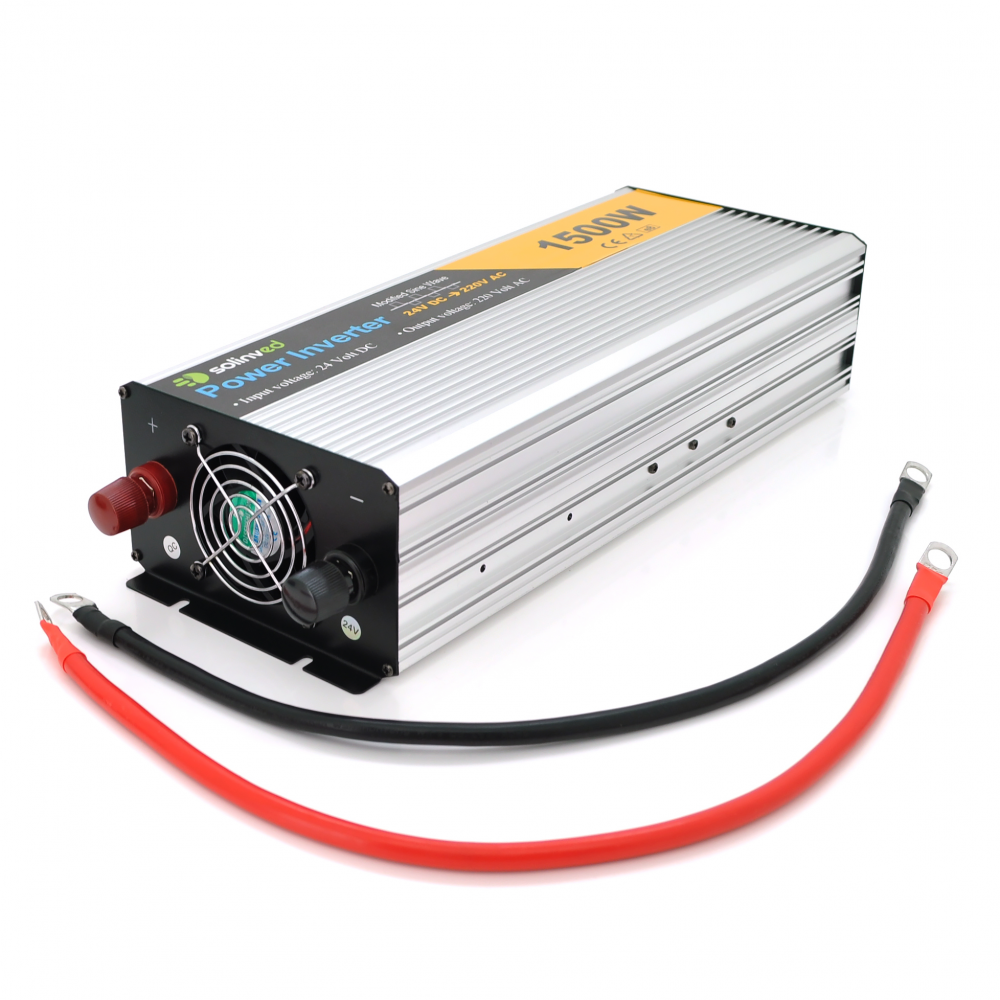 Інвертор напруги Solinved Sol-Yb24-1500M, 24V/220V, 1500W з апроксимованою синусоїдою, 2Shuko, USB, клемні дроти, Q6