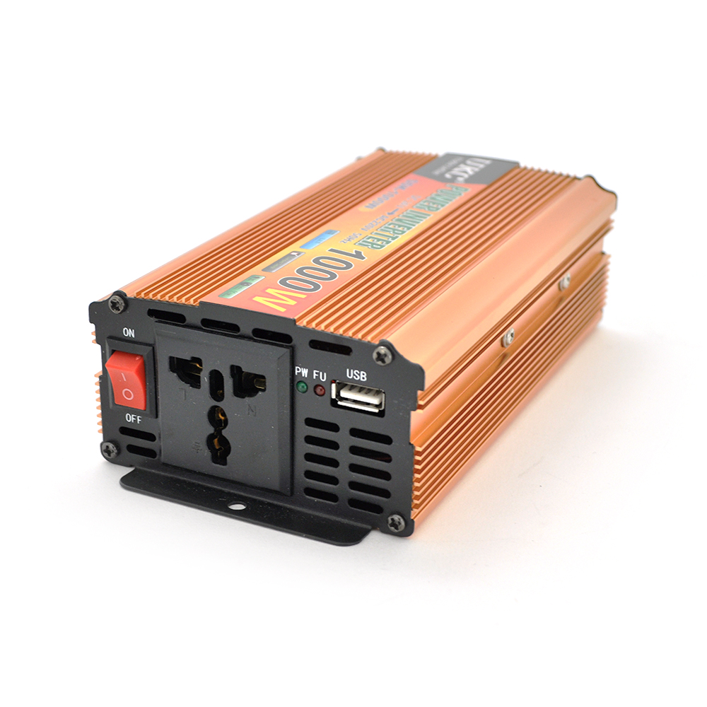 Інвертор напруги UKC, 1000ВА(600Вт), 24/220V, approximated, 1 універсальна розетка, клеми + крокодили