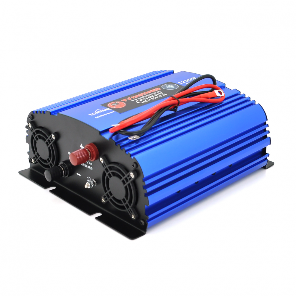 Інвертор напруги Tommatech MS-1200, 24V/220V, 1200W з апроксимованою синусоїдою, 2Shuko, USB, клемні дроти, 2 запобіжники, Q4