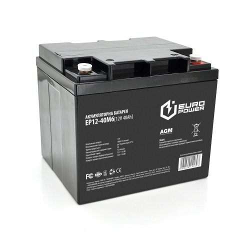 Аккумуляторная батарея EUROPOWER AGM EP12-40M6 12V, 40Ah (196x165x173) Black Q1/96