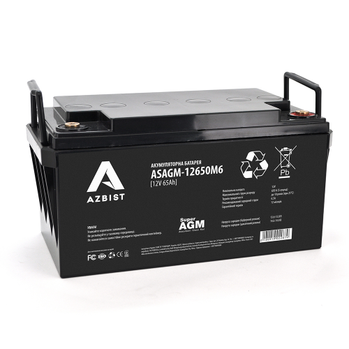 Аккумуляторная батарея AZBIST Super AGM ASAGM-12650M6, Black Case, 12V, 65Ah (348x168x178) Q1/48