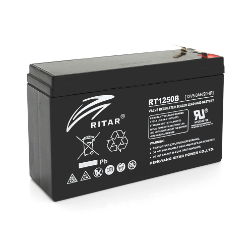 Аккумуляторная батарея RITAR AGM RT1250BL, Black Case, 12V, 5Ah (150x50x93) Q10