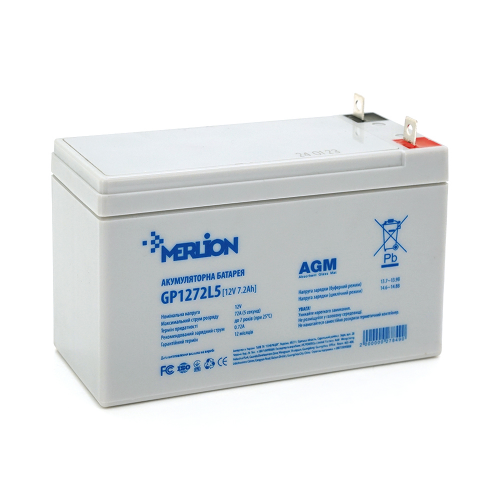 Аккумуляторная батарея MERLION AGM GP1272L5 12 V 7,2 Ah (СПЕЦ КЛЕММА)( 150 x 65 x 95 (100) ) White Q10