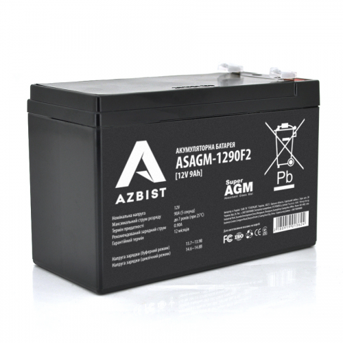 Аккумуляторная батарея AZBIST Super AGM ASAGM-1290F2, Black Case, 12V, 9Ah (151x65x94) Q10/420