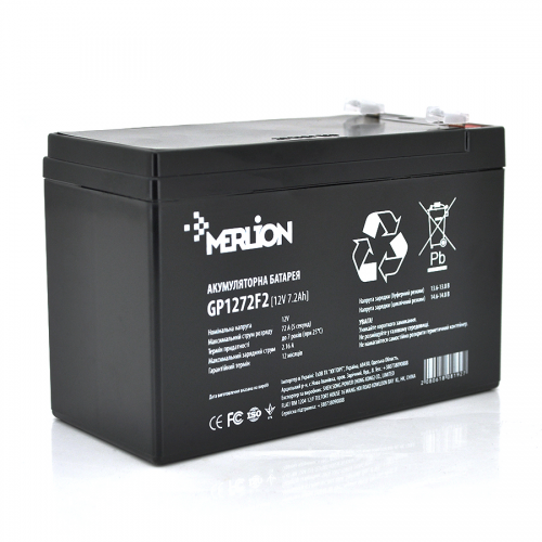 Аккумуляторная батарея MERLION AGM GP1272F2B 12 V 7,2 Ah ( 150 x 65 x 95 (100) ) Black Q10