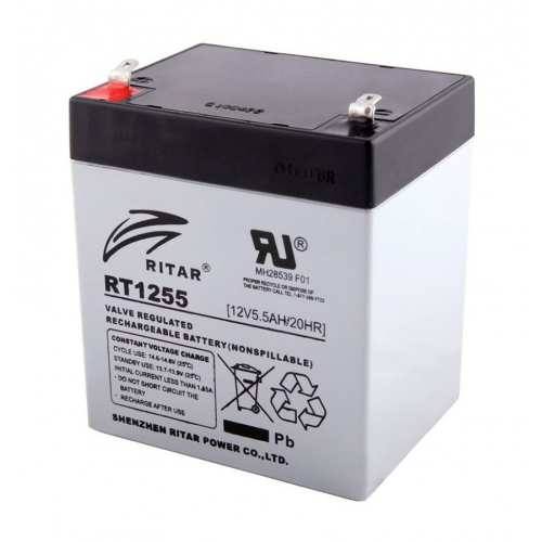 Аккумуляторная батарея AGM RITAR RT1255, Black Case, 12V 5.5Ah ( 90 х 70 х 101 (107) ) Q10