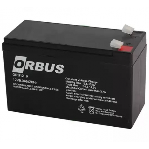 Аккумуляторная батарея ORBUS AGM ORB1290 12V, 9Ah (151x65x94) 2,40kg Q10/450