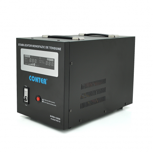 Стабилизатор напряжения релейный Conter SVRH-10000VA/7000W однофазный, напольного монтажа, LED дисплей, DC150-270V, AC230±8%, 2*Shuko, Q4