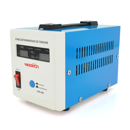 Стабилизатор напряжения релейный Westech SVR-500VA/375W однофазный, напольного монтажа, LED дисплей, DC150-270V, AC230±8%, 2*Shuko, Q8