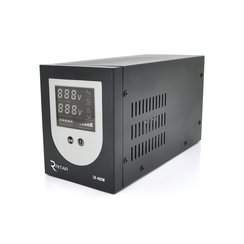 ИБП с правильной синусоидой Ritar SK-600VA (400W), DC:145-275V, AC:230V, LCD-дисплей, 1Shuko socket, 12V под внешнюю батарею, ток заряда до 12А, Q4