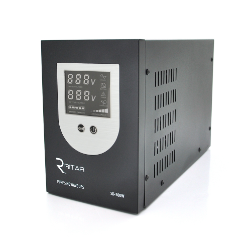 ИБП с правильной синусоидой Ritar SK-800VA (500W), DC:145-275V, AC:230V, LCD-дисплей, 2Shuko socket, 12V, под внешнюю батарею, ток заряда до 15А, Q2